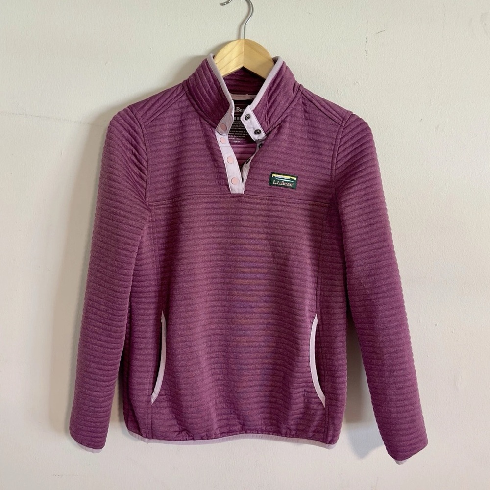 L.L Bean Women’s airlight Knit Quilted 1/4 Button Pullover Mauve Color XS